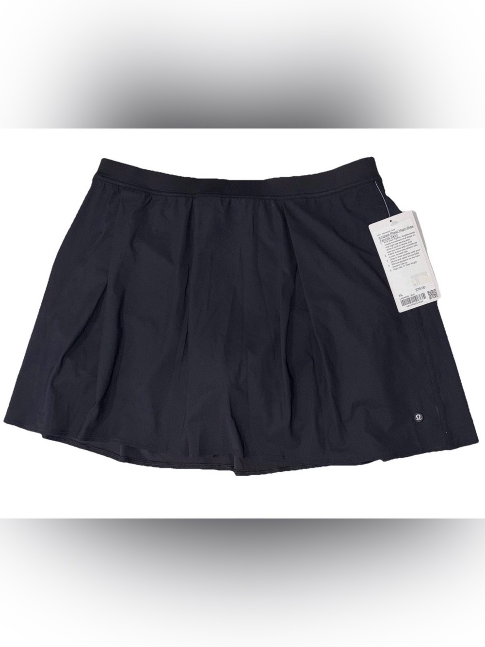 NWT*LULULEMON*XLARGE*ANGLED PLEAT HIGH RISE TENNIS SKIRT*AUTHENTIC* BLACK*
